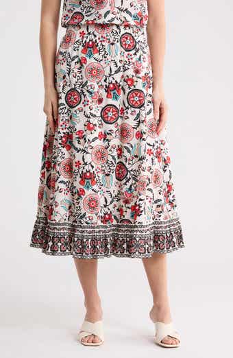 T Tahari Floral Tiered Pull-On Skirt