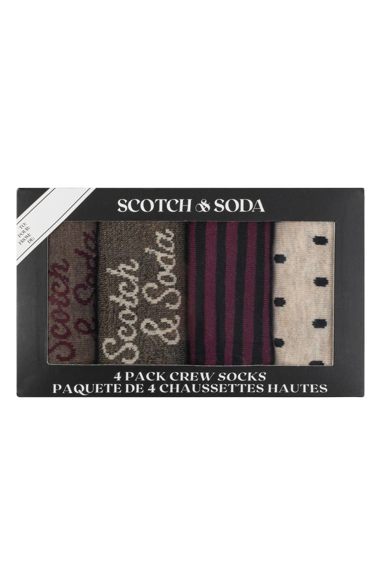 Scotch & Soda 4-Pack Crew Socks, Alternate, color, Dark Brown
