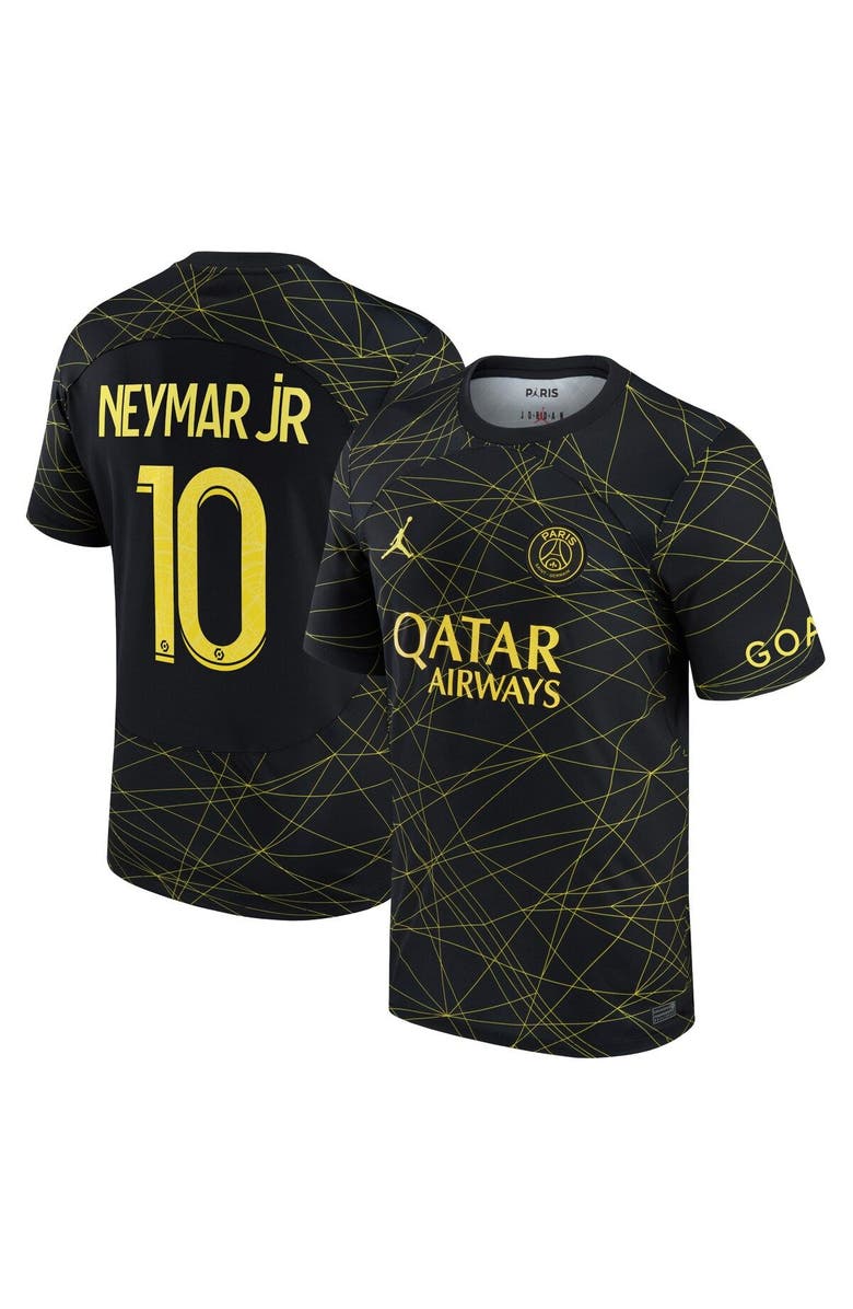 Nike Men's Jordan Brand Neymar Jr. Black Paris Saint-Germain 2022/23 Fourth Breathe Stadium Replica Player Jersey, Alternate, color, 