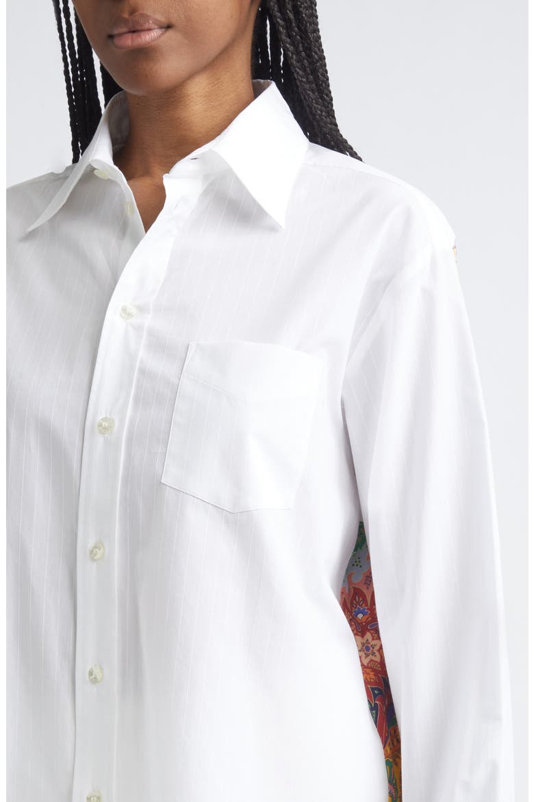 Paisley Print Silk Back Button-Up Shirt, Alternate, color, PRINT ON WHITE BASE