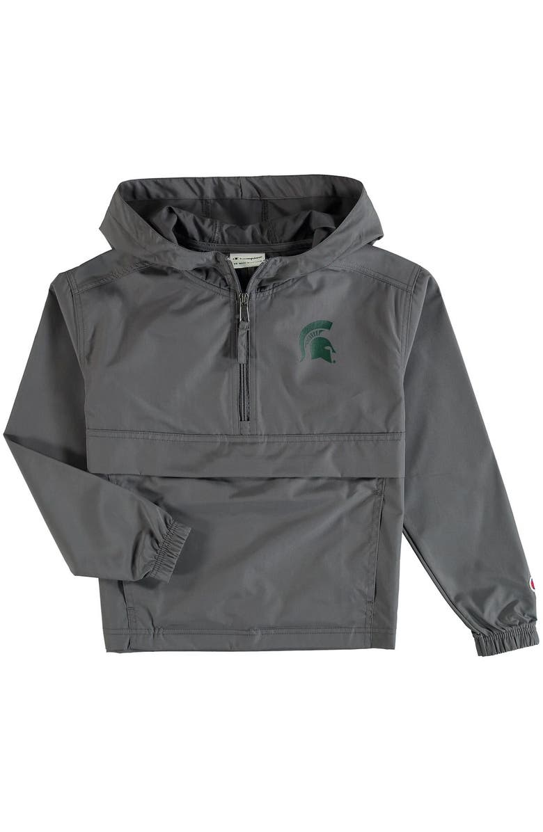 Champion Youth Champion Graphite Michigan State Spartans Pack & Go Quarter-Zip Windbreaker Jacket, Main, color,