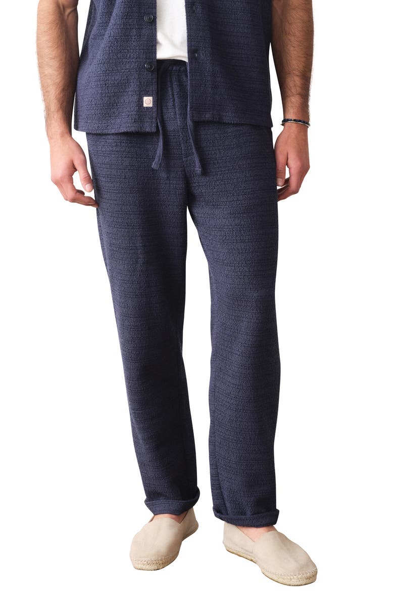 Marine Layer Hugo Cotton Bouclé Drawstring Pants, Main, color, Navy