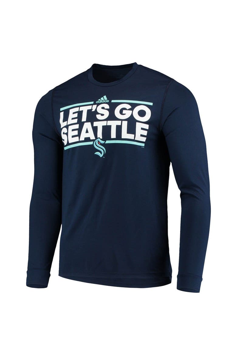Men's adidas Deep Sea Blue Seattle Kraken Dassler AEROREADY Creator Long Sleeve T-Shirt, Alternate, color, Navy
