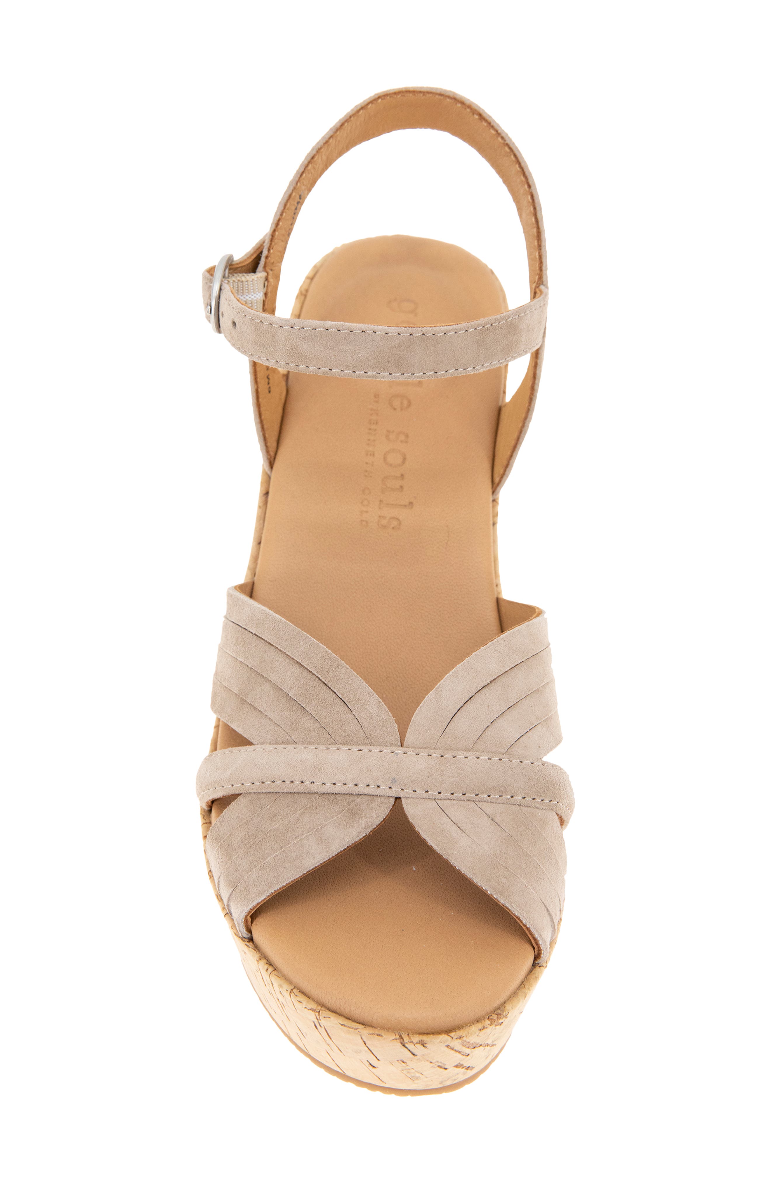Gentle Souls Nomi Ankle Strap Platform Wedge Sandal, Alternate, color, Mushroom Suede