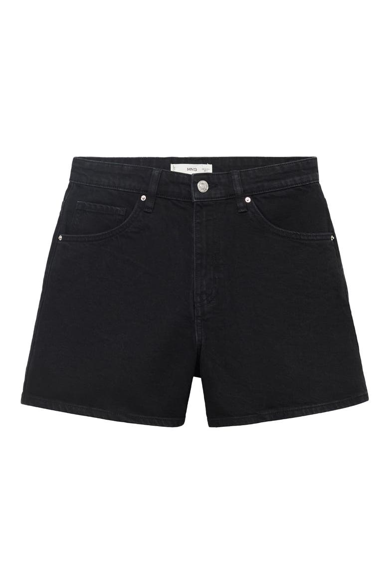 High Waist Denim Shorts, Main, color, BLACK DENIM