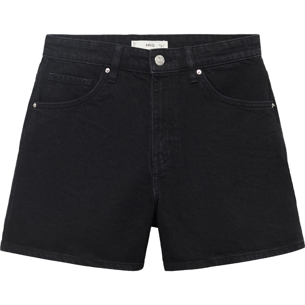 Mango High Waist Denim Shorts In Black