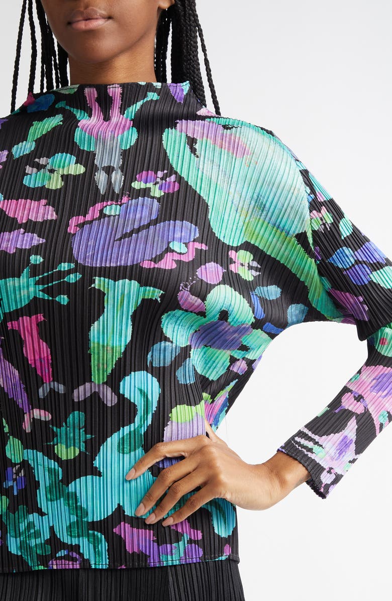 Pleats Please Issey Miyake Dance with New Friends Pleated Long Sleeve Top, Alternate, color, 