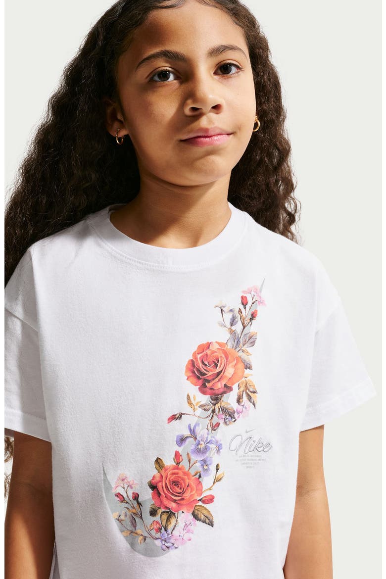 Kids' Sportswear Essentials Bloom Boxy T-Shirt, Alternate, color, WHITE/ PLATINUM TINT