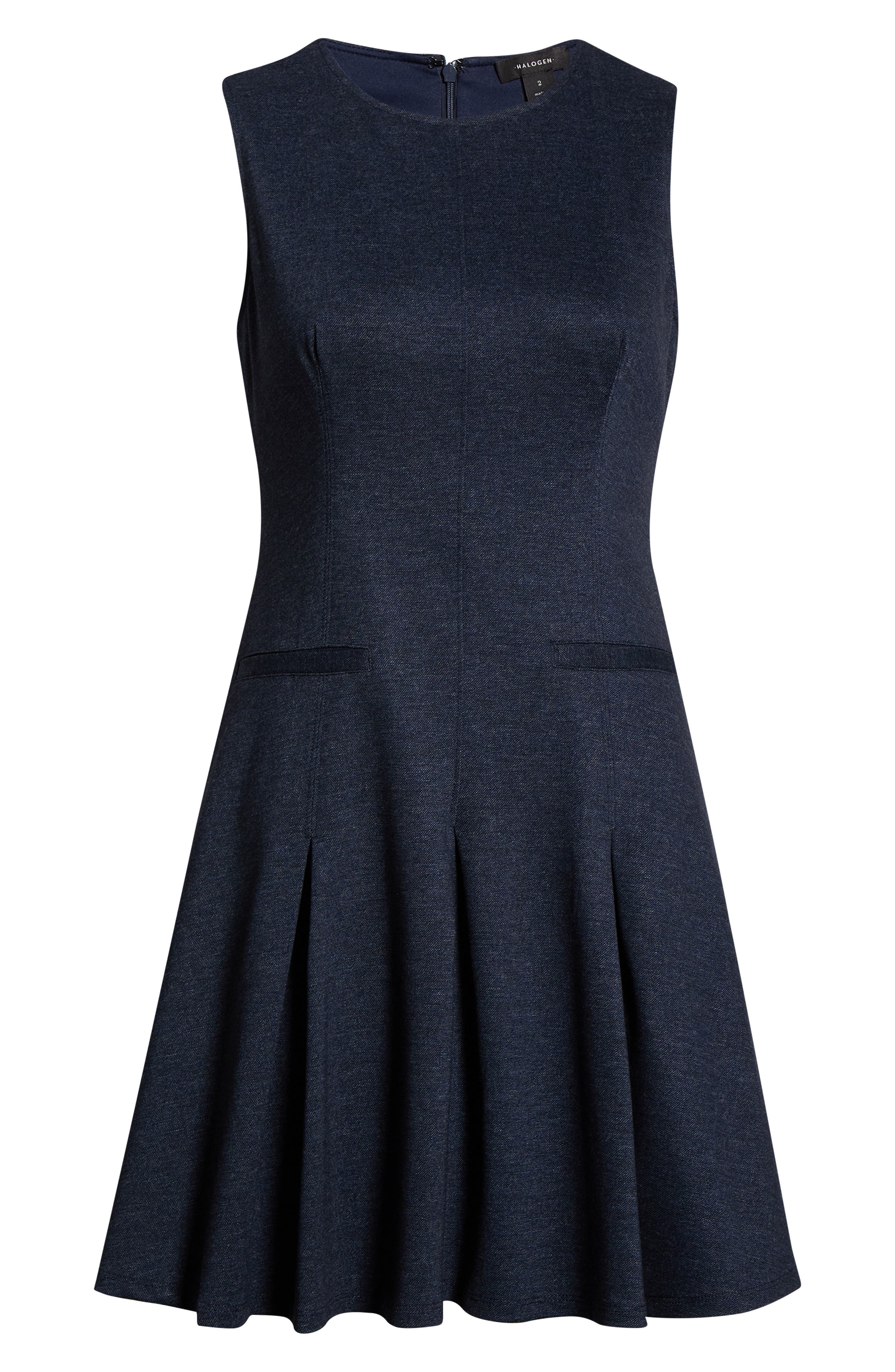 halogen sleeveless pleated dress Sleeveless Pleated Skirt Mixed Media Minidress