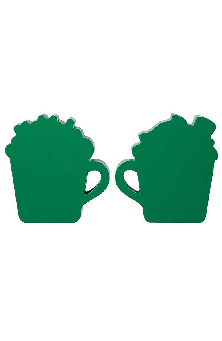 Glitzhome Set of 2 Wooden St. Patrick's Coffee Cup Table Decor, Alternate, color, Green