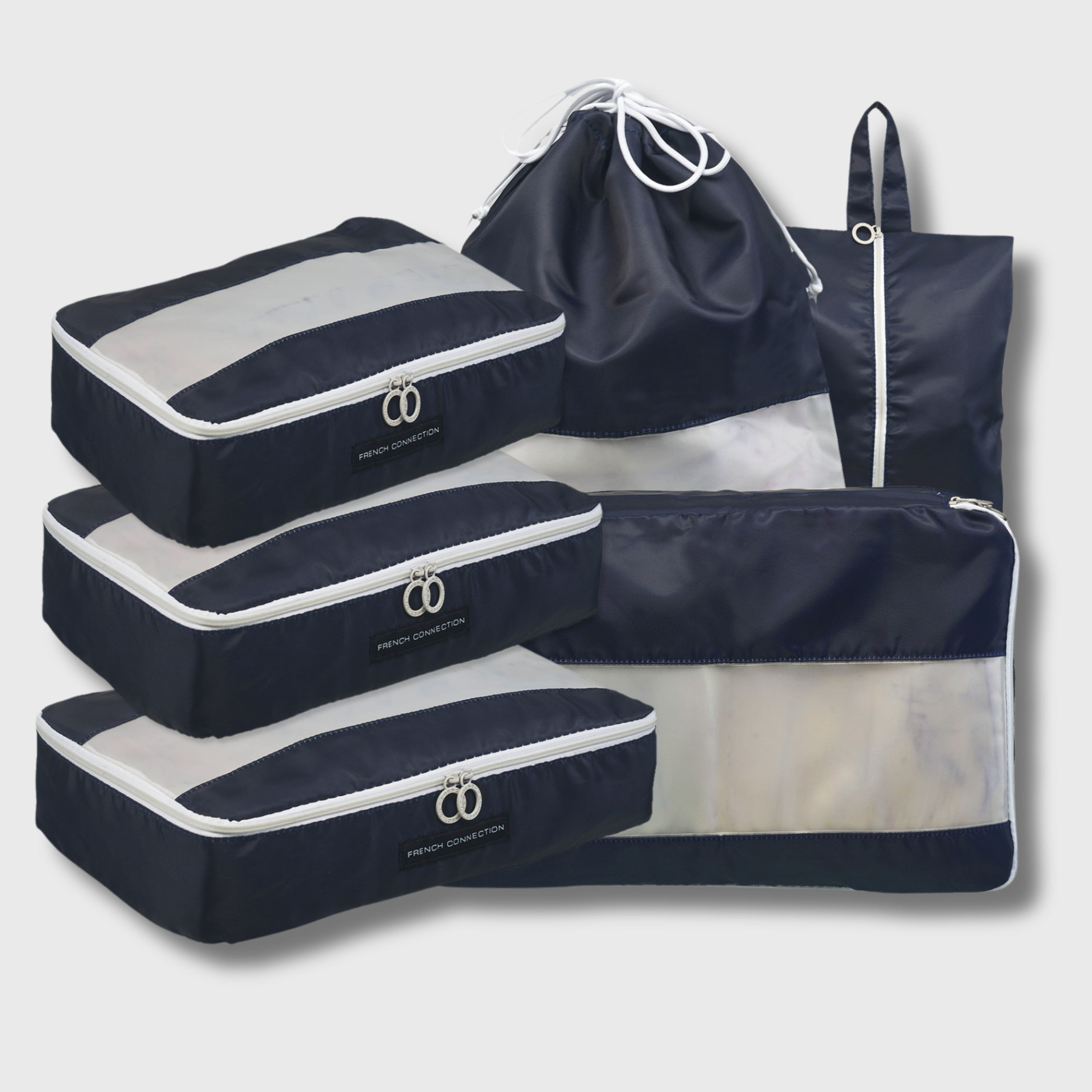 French Connection 6pc Packing Cube Travel Storage Set, Main, color, Marine Blue