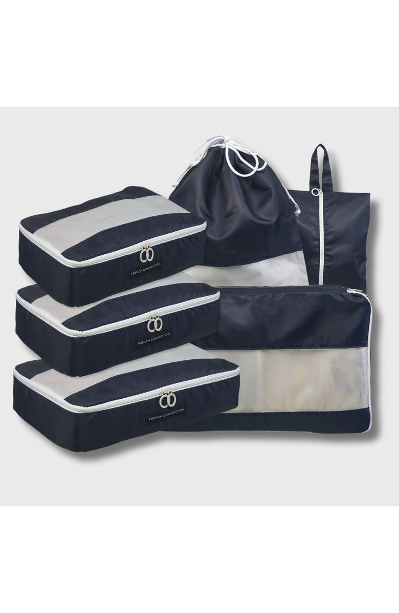 French Connection 6pc Packing Cube Travel Storage Set, Main, color, Marine Blue