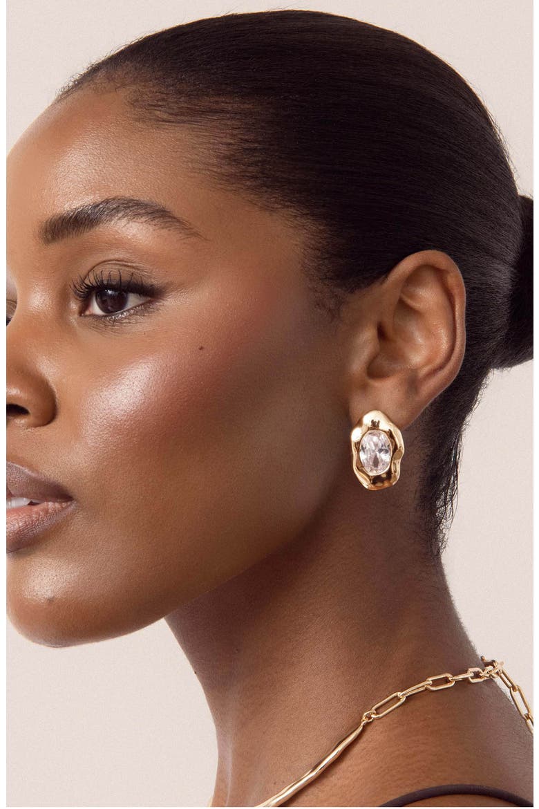 Molten Glow Crystal Stud Earrings, Alternate, color, GOLD