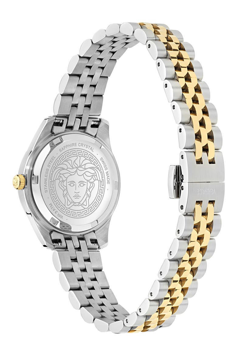 Greca Time Diamond Bracelet Watch, 30mm, Alternate, color, WHITE/ TWO TONE