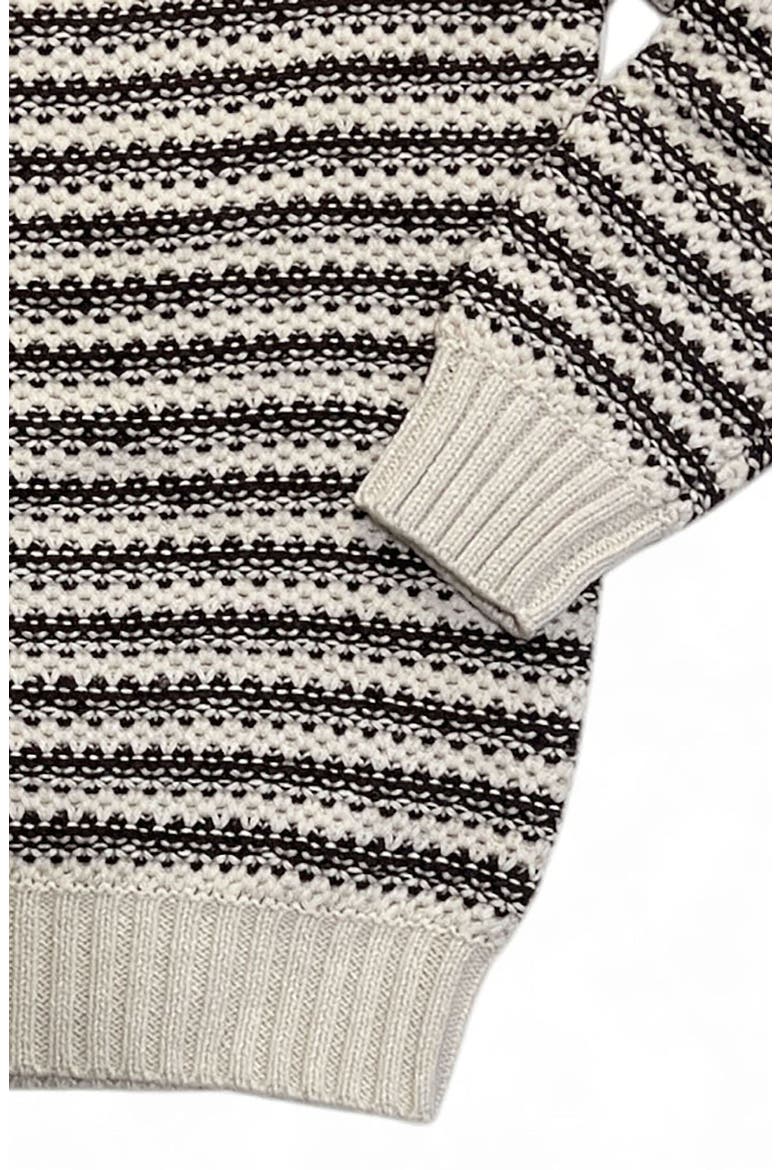 Kids' Organic Striped Crew Neck Pullover Sweater, Alternate, color, Chocolate and Tan Stripe