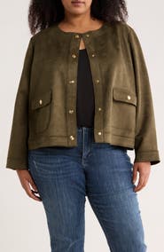 INDUSTRY REPUBLIC CLOTHING Buttoned Faux Suede Jacket