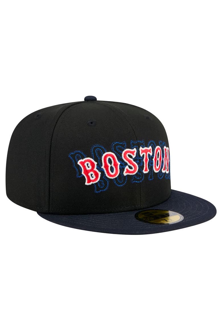 Men's New Era Black Boston Red Sox Shadow Stitch 59FIFTY Fitted Hat, Alternate, color, Black