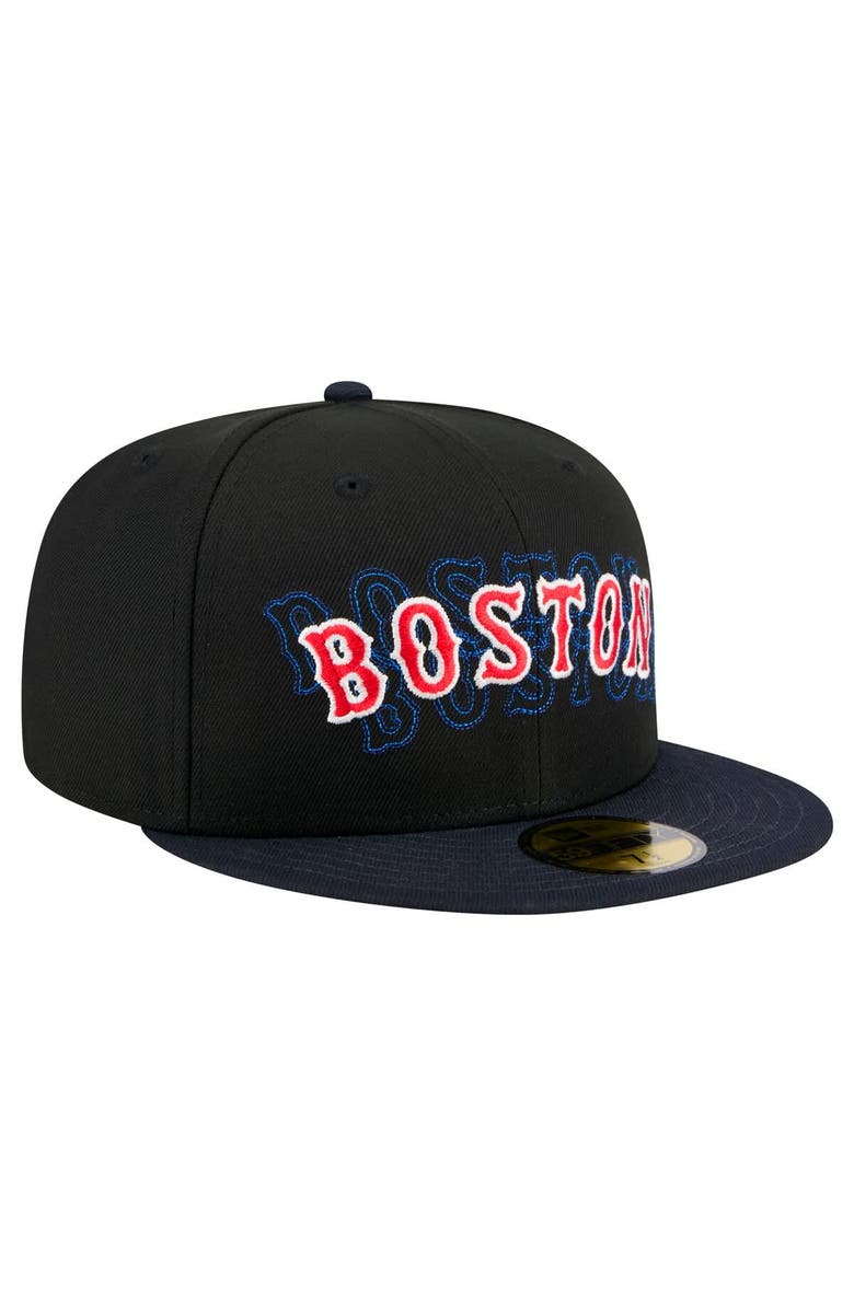 New Era Men's New Era Black Boston Red Sox Shadow Stitch 59FIFTY Fitted Hat, Alternate, color, Black