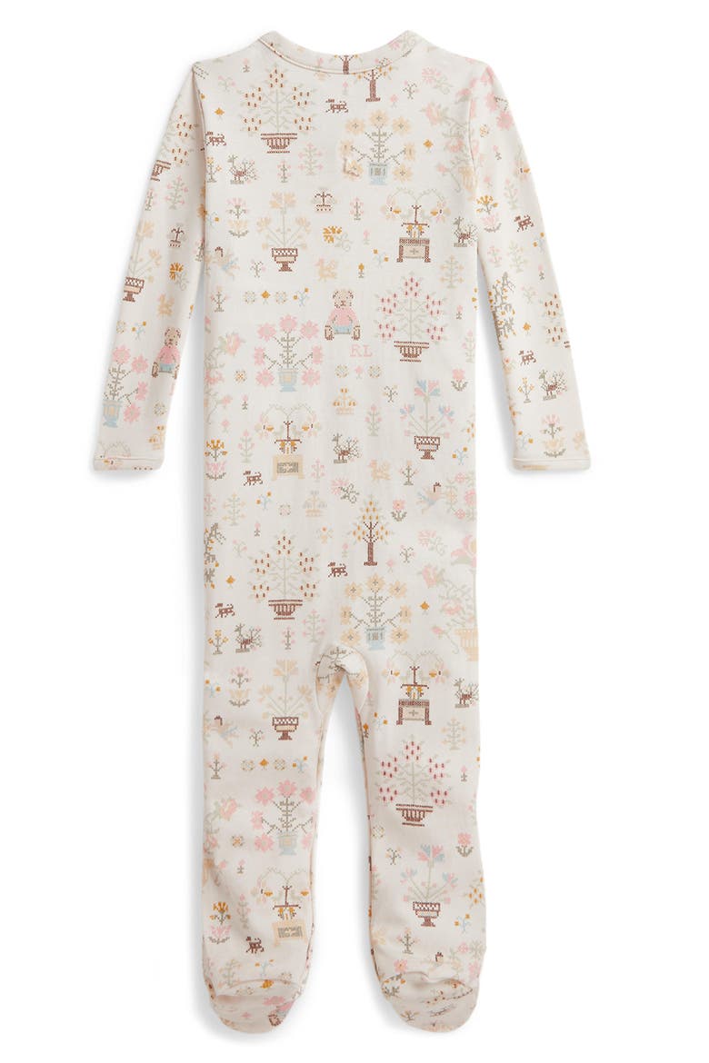 Kids' Printed Cotton Footed Coverall, Alternate, color, PETITE POINT BABY BEAR