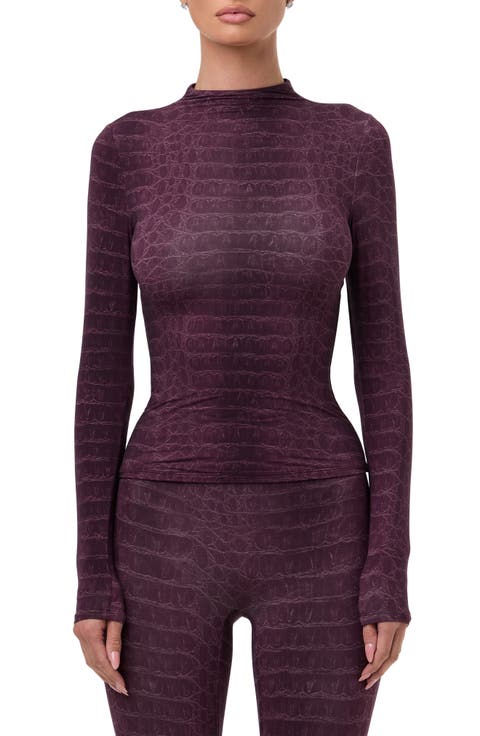 Print Turtleneck Top