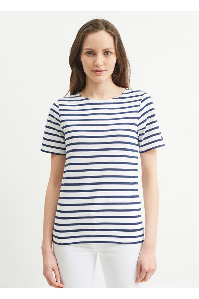 LEVANT MODERN - Breton Stripe Short Sleeve Shirt, Alternate, color, white/navy