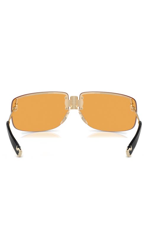Tory Burch 75mm Semi Rimless Pillow Sunglasses In Shiny Light Gold/orange