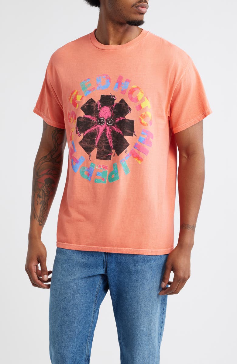Merch Traffic Red Hot Chili Peppers Cotton Graphic T-Shirt, Main, color, Orange Pigment Dye