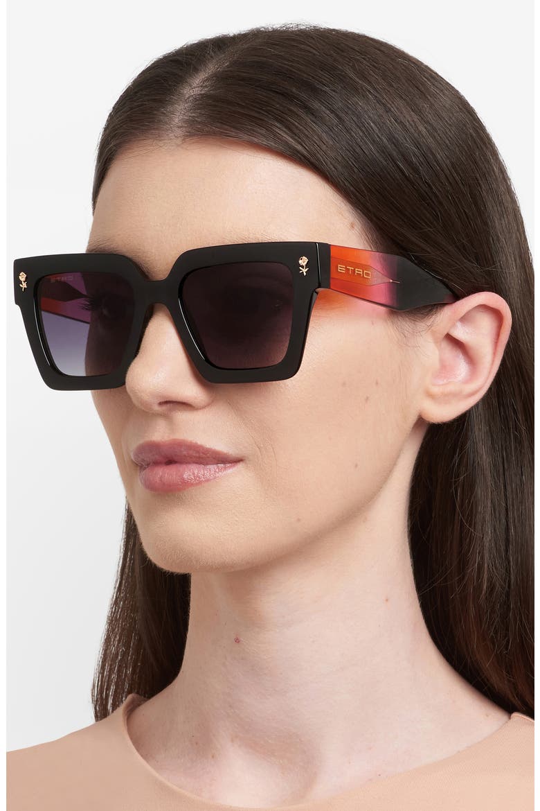52mm Square Sunglasses, Alternate, color, BLACK MULTI