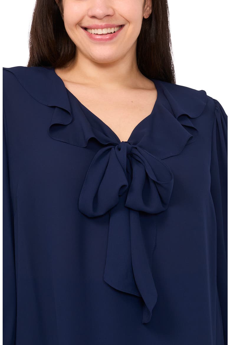 Ruffle Tie Neck Top, Alternate, color, CLASSIC NAVY