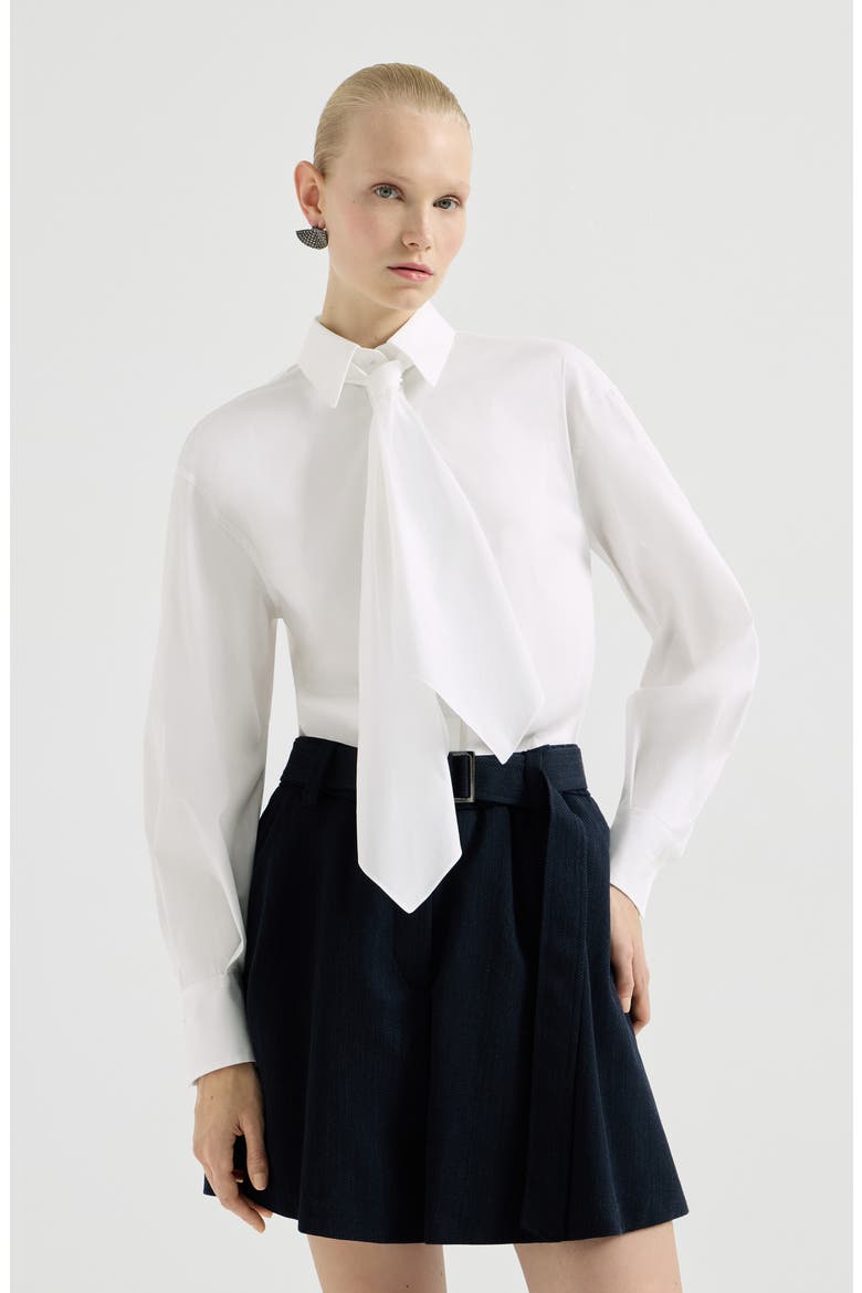 Shirt with tie and monili, Main, color, White