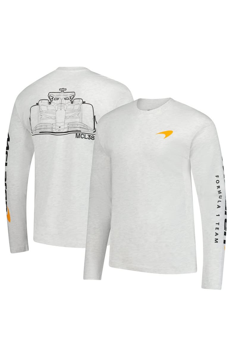 Outerstuff Men's Heather Gray McLaren F1 Team Outlined Car Long Sleeve T-Shirt, Alternate, color,