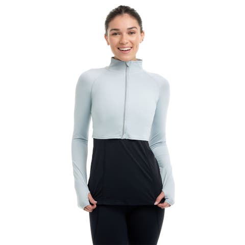 Women's Full Zip Crop Top Sun Shirt