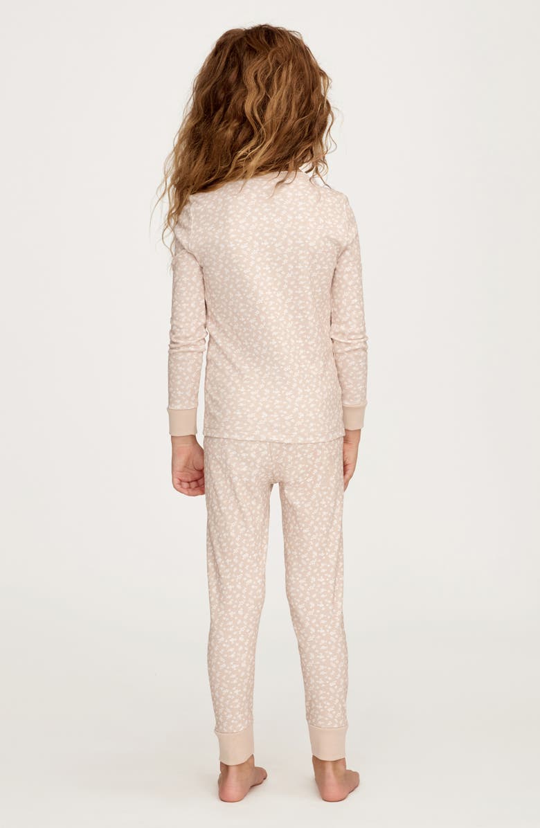 Petite Plume Ditzy Waltz Fitted Pajama Set, Alternate, color, Beige