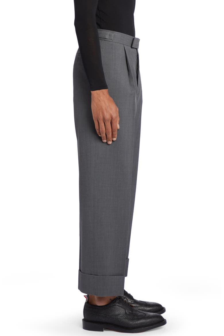 Single Pleat Crop Wool Trousers, Alternate, color, MEDIUM GREY