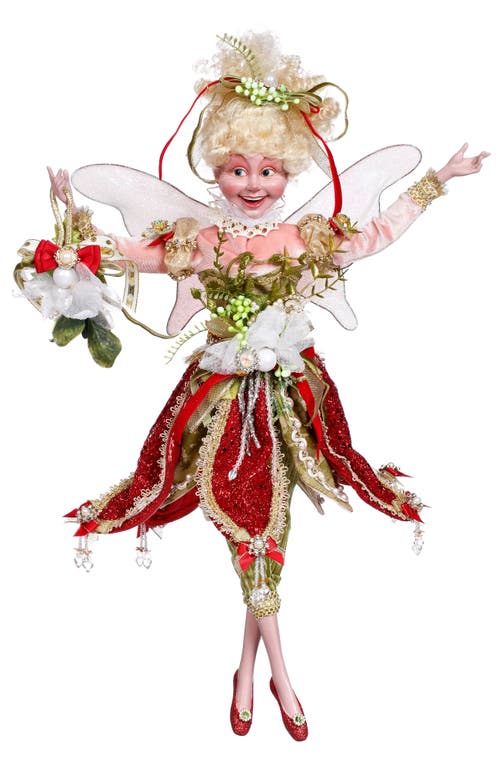 Mark Roberts Kiss Me Under The Mistletoe Fairy, Medium In Red