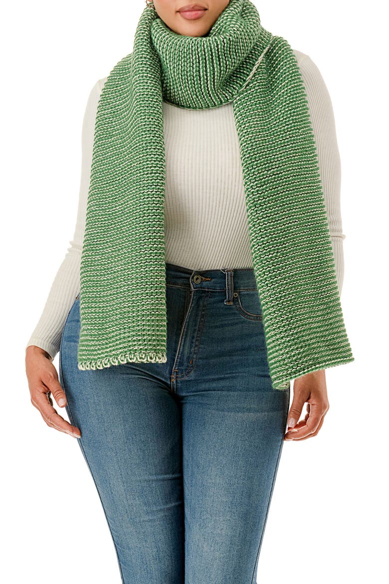 Two-Tone Open Knit Scarf, Main, color, GREEN