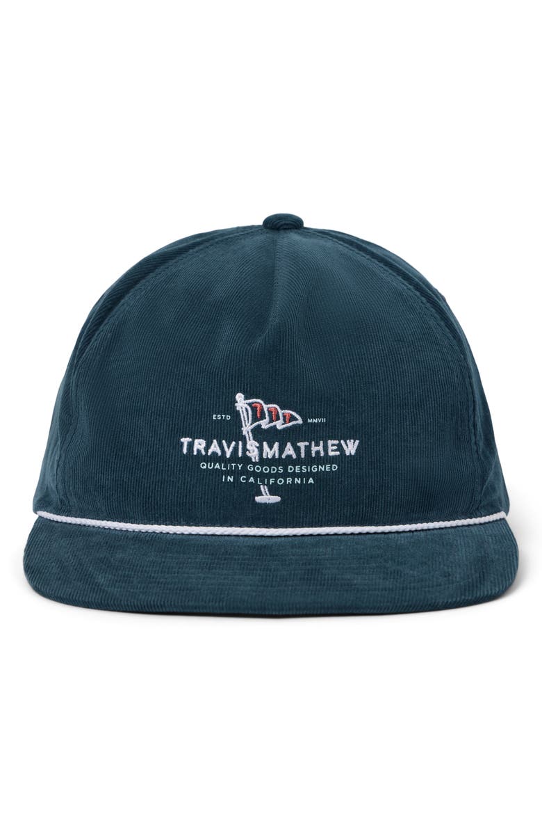 TravisMathew One for the Money Snapback Corduroy Baseball Cap, Alternate, color, Mood Indigo/ Vintage Indigo