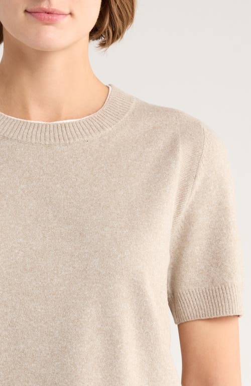 Vince Camuto Contrast Detail Short Sleeve Sweater In Neutral