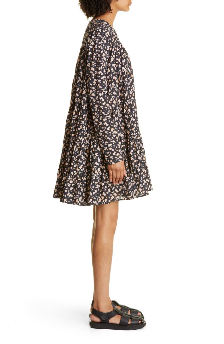 Merlette Soliman Floral Tiered Long Sleeve Pima Cotton Dress, Alternate, color, 
