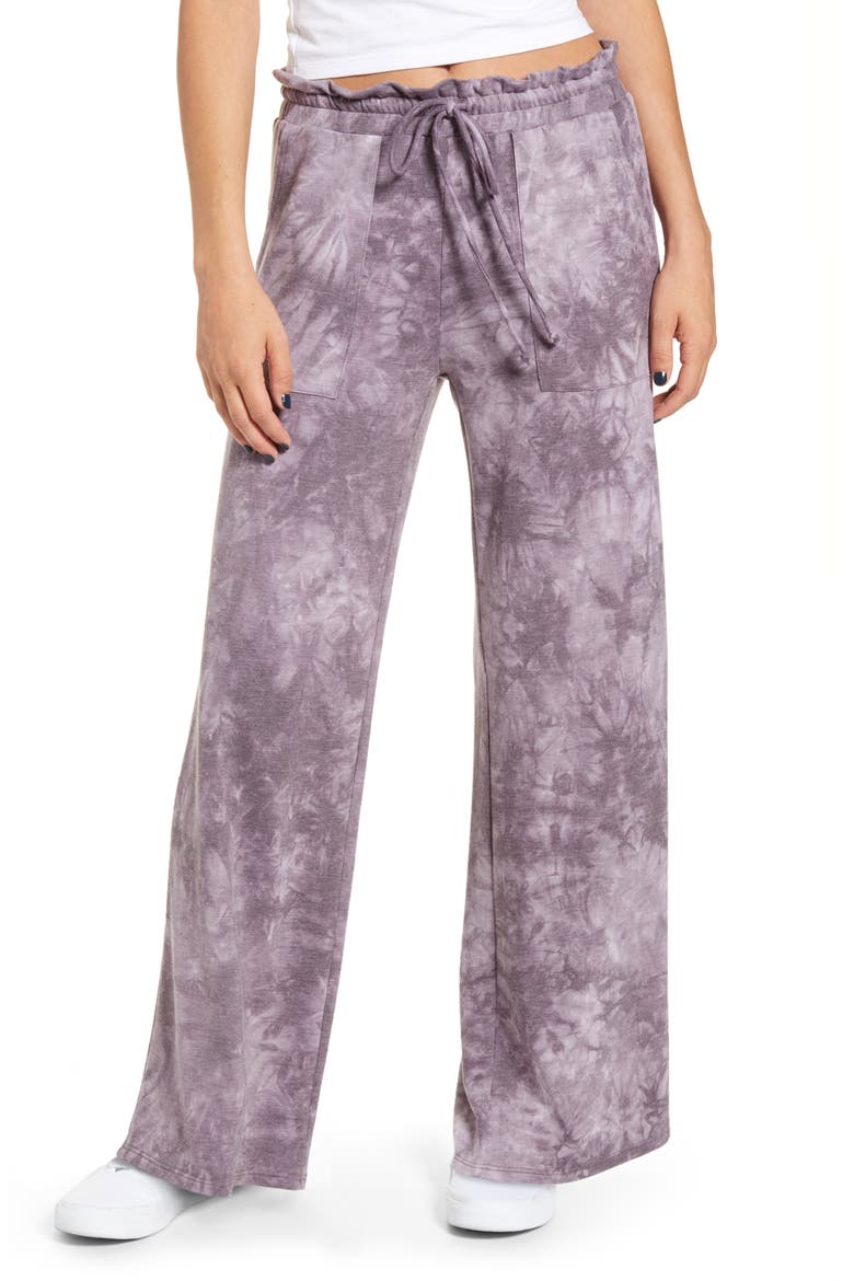 Tye Dye Wide Leg Pants, Main, color, PURPLE TIE DYE