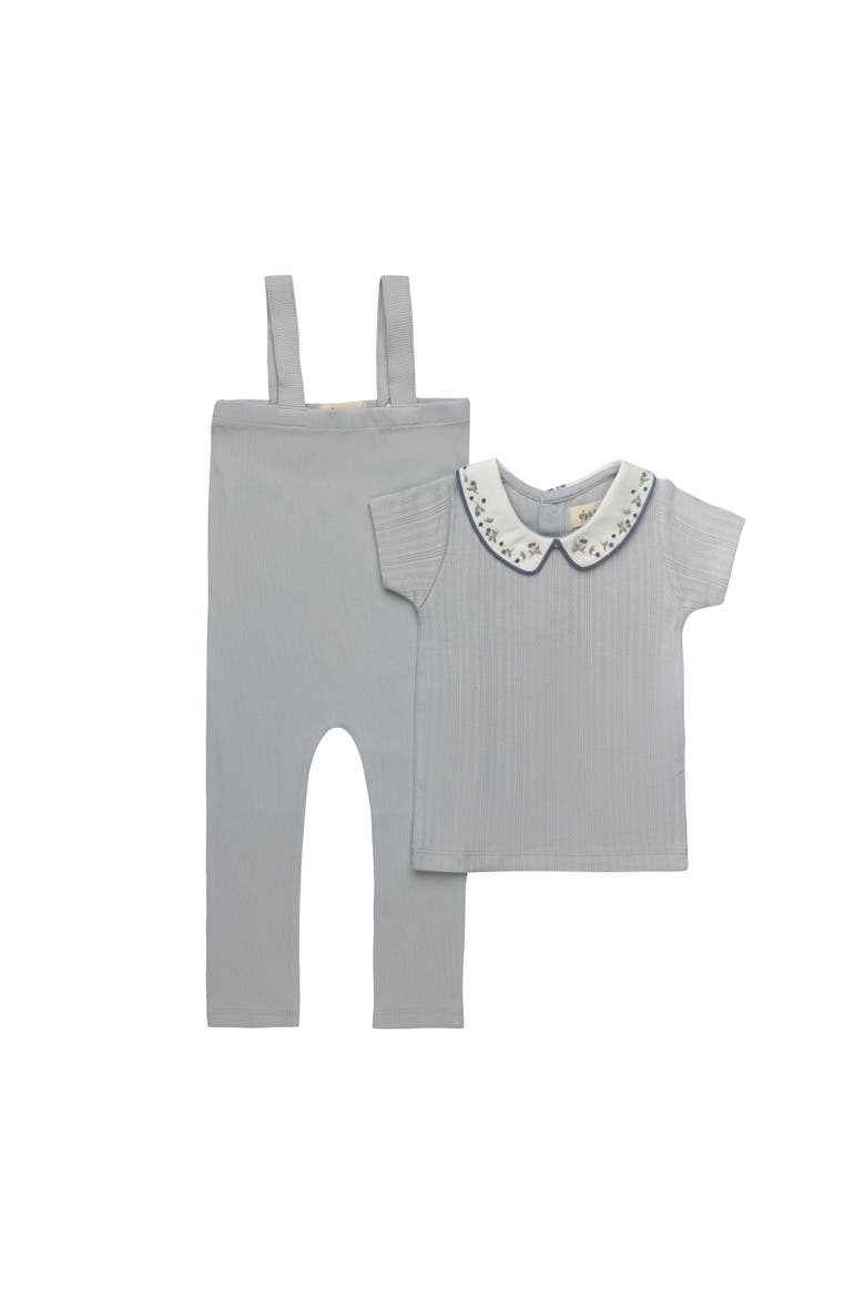 Embroidered Collar Collection - T-shirt and Overalls, Main, color, Blue