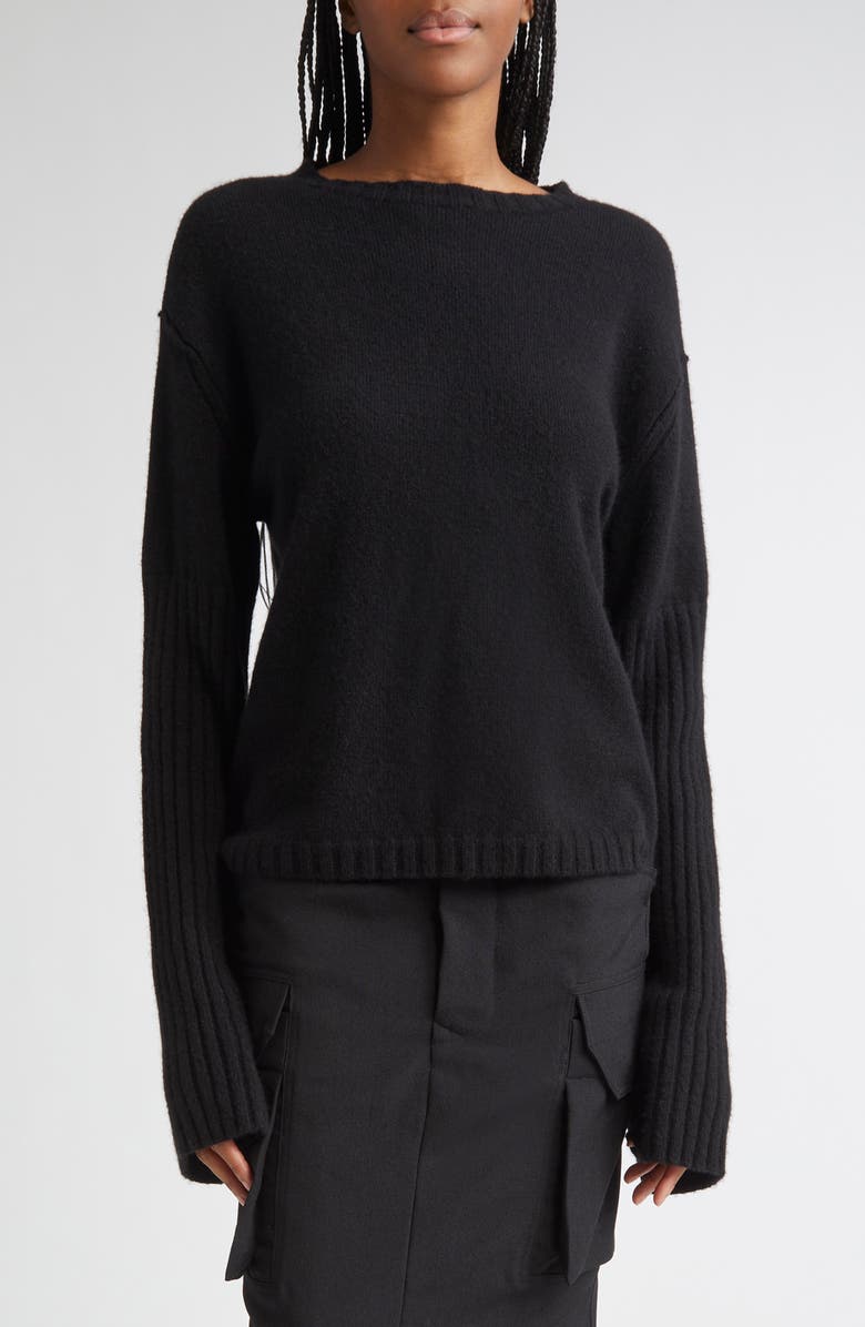 Rick Owens Shroud Cashmere Sweater, Main, color, Black