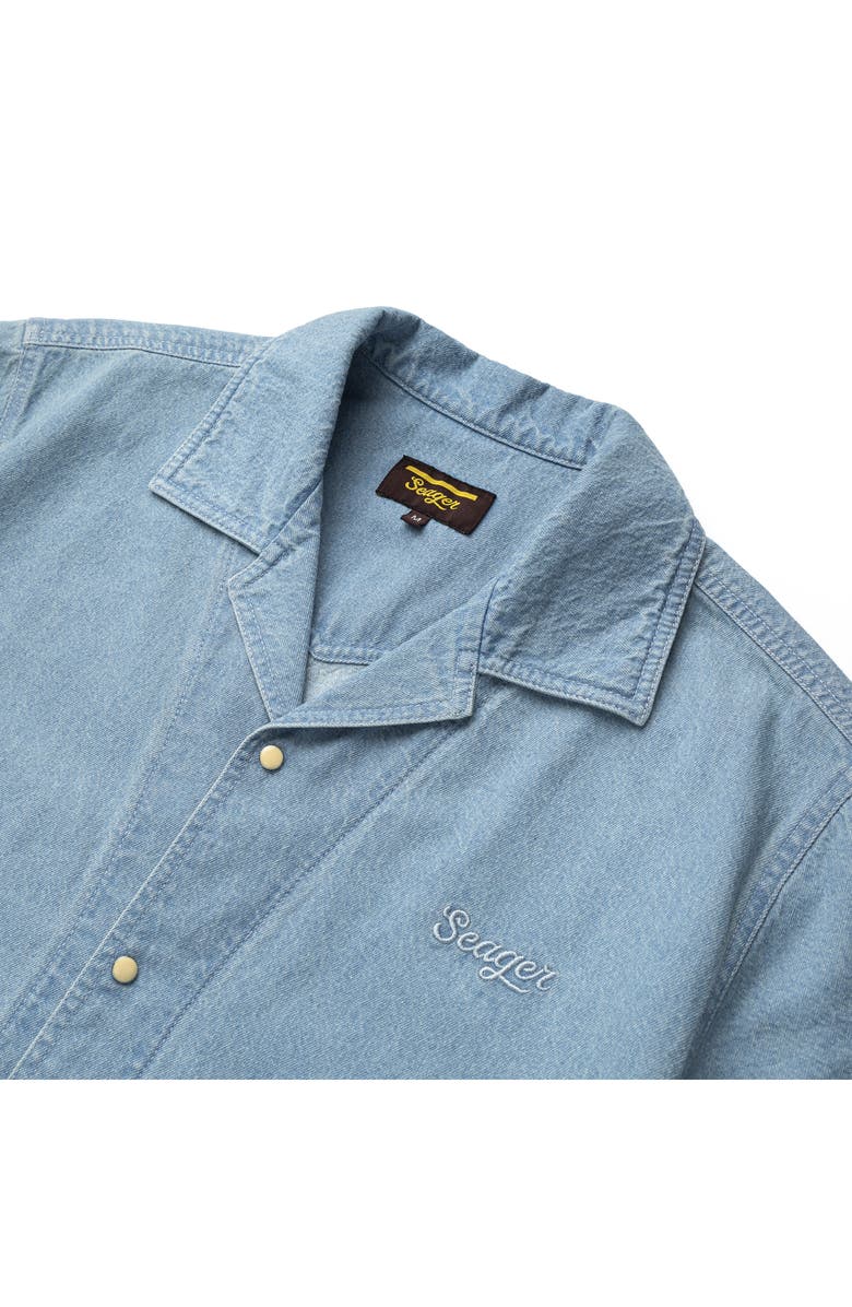 Seager Co Southpaw Whippersnapper Cotton Chambray Snap-Up Shirt, Alternate, color, Light Wash Indigo