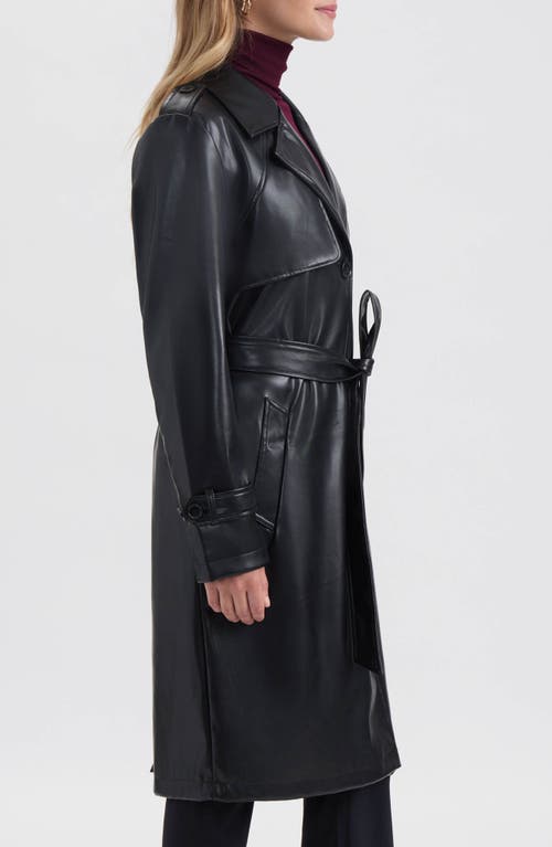 Nvlt Faux Leather Trench Coat In Black