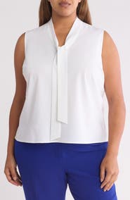 KASPER Sleeveless Tie Front Top