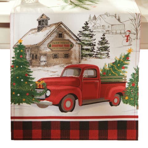 Vintage Christmas Tree Farm Holiday Table Runner