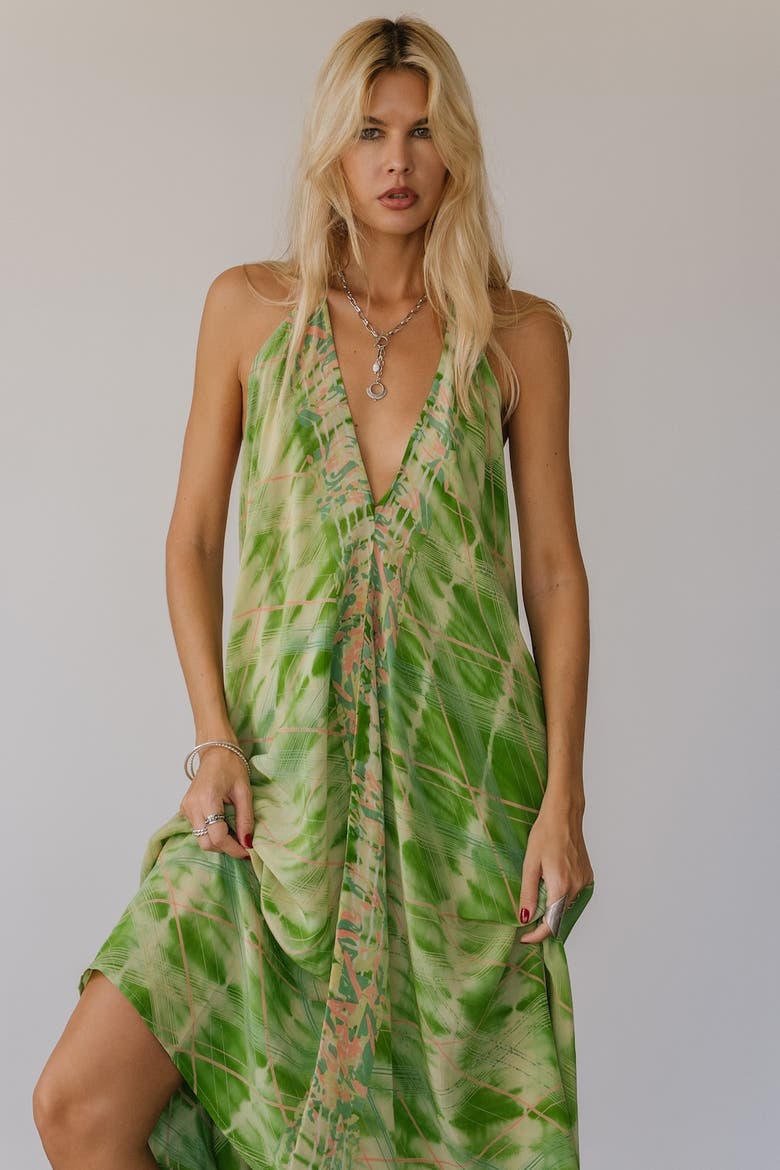 Classic Silk Dress Zuma, Alternate, color, Green Tie Dye