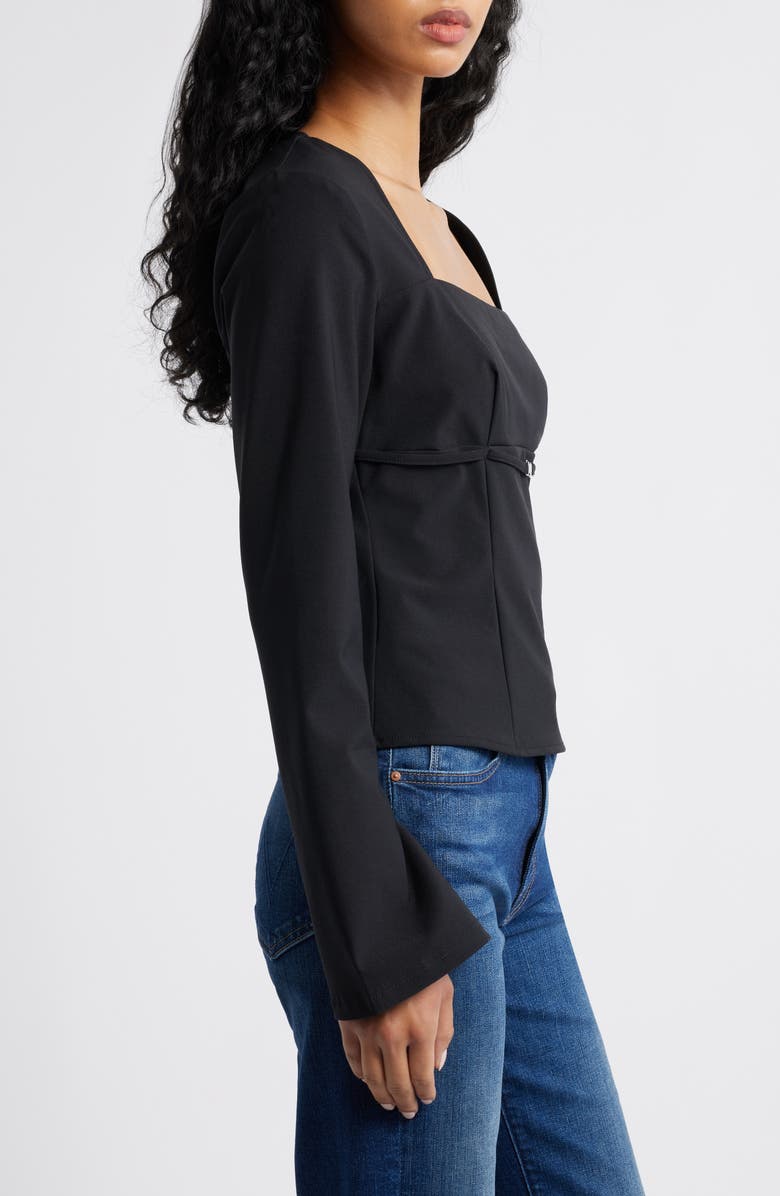 Princess Polly FLOUNCE LONG SLEEVE TOP BLACK, Alternate, color, Black