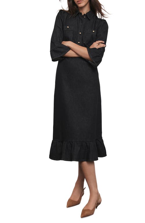 Mint Velvet Denim Belted Midi Shirt Dress In Black