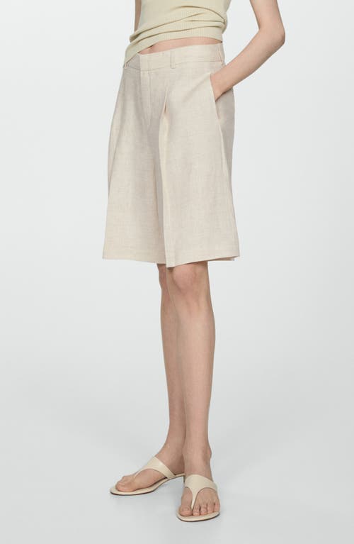 Mango Linen Bermuda Shorts In Neutral